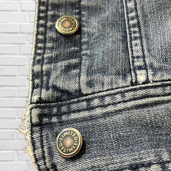 The Limited Button Down Denim Jacket Stretch Cropped Oversized Jean Sweater - Picture 9 of 11